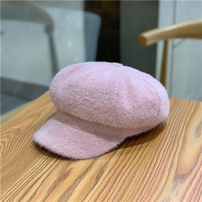 Chapeau Octogonal à Visière pour Femme Polyvalent Automne et Hiver Chaud pour Femme Béret Citrouille Couleur Unie one size