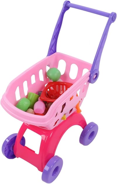 Speelgoed Winkelwagen - Supermarktkar Kinderen - Doen Alsof Spel - Lichtgewicht Ontwerp - Roze