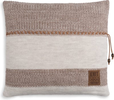 Knit Factory Roxx Sierkussen - Vierkant kussen - Kussen woonkamer - Bank kussen - Decoratie kussen - Beige/Marron - 50x50 cm - Kussenhoes inclusief kussenvulling