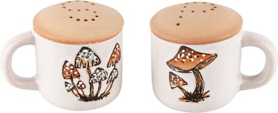 Dekoratief | Duo peper/zout 'Mushroom Mood', wit, keramiek, 11x8x8cm | A245497