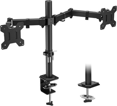 Ploutos® Monitor Arm 2 Schermen - Luxe Dubbele Monitorarm - Volledig Verstelbare Monitor Beugel voor 2 Schermen - Zwart - 86cm x 86cm x 43cm