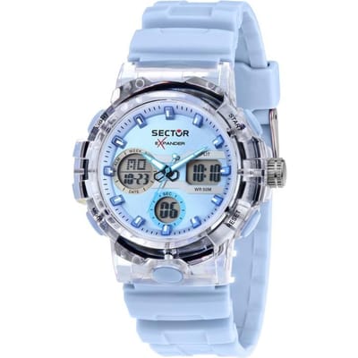 Sector Ex-46 Siliconen Band Blauwe Wijzerplaat Quartz R3251242503 Herenhorloge gray