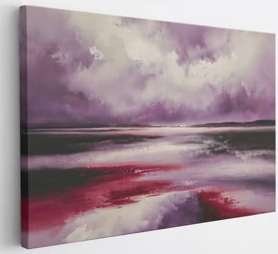 Saammp Canvas Schilderij - Landschap - Paars - Abstract - 30x20 - Foto op canvas - Wanddecoratie - Muurdecoratie Woonkamer - Slaapkamer decoratie - Canvas Print