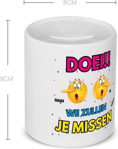 Akyol - doei emoji Spaarpot - Afscheid bedank cadeau - een collega - werk - afscheidscadeau - verjaardagscadeau - 350 ML inhoud
