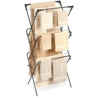 Droogrek Staand Metaal Zwart Verticaal 61x58x136 cm - Droogtoren - Wasrek - Washanger