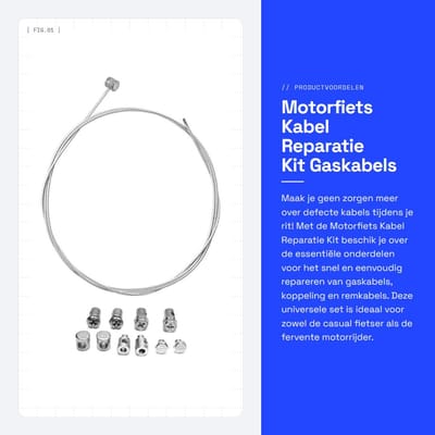Dailygoods- Kabel Reparatie Kit Universeel - 2M Gaskabel - Koppeling/Remkabels - Noodreparaties - Staallegeringen - Geschikt voor Motorfietsen - Motorfiets Kabelset