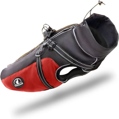 Honden Regenjas - Hondenjas Waterdicht - Bescherming Tegen Regen - Met Geïntegreerde Harnas - 30 x 22.5 cm - Rood