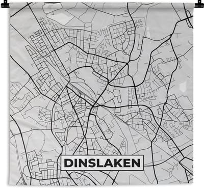Wandkleed - Wanddoek - Stadskaart - Duitsland - Plattegrond - Dinslaken - Kaart - 180x180 cm - Wandtapijt