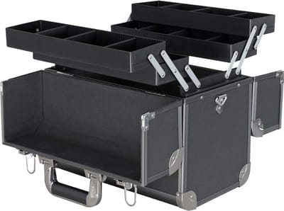 Cosmetica Koffer - Make-up Koffer met Verstelbare Vakken – Visagie Koffer – Cosmetica Organizer – Kapperskoffer -Pedicure Koffer – Mobiele Koffer voor Kappers - Zwart