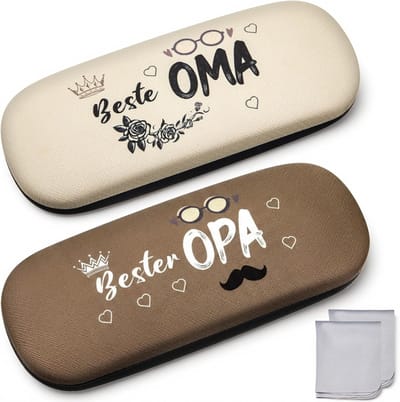 Brillen Sets - Beschermhoesjes - Veilig Opbergen - Inclusief Doekjes - 16x6x3.8cm - Bruin