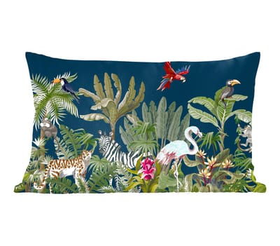 Sierkussens - Kussentjes Woonkamer - 50x30 cm - Jungle - Planten - Dieren - Kinderen - Flamingo - Zebra