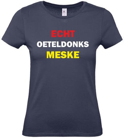 Dames t-shirt Oeteldonks Meske | Carnavalskleding | Foute Party | Navy | maat XS
