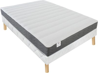 Vente-unique Set bedbodem + HD schuimmatras + vormgeheugen + ademende 3D-stof HEAVEN van DREAMEA - 160 x 200 cm