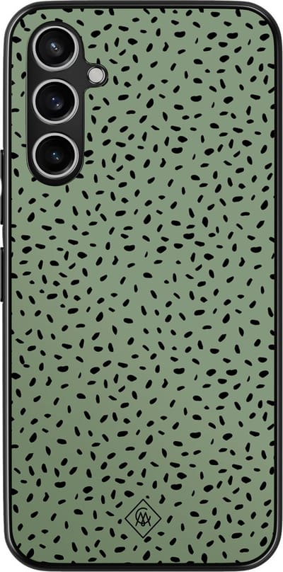 Casimoda® hoesje - Geschikt voor Samsung Galaxy A54 - Green Confetti - Zwart TPU Backcover - Geruit/gestreept/gestipt - Groen