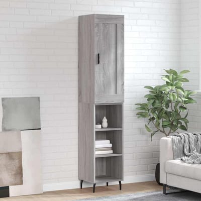 vidaXL - Hoge - kast - 34,5x34x180 - cm - bewerkt - hout - grijs - sonoma - eikenkleurig