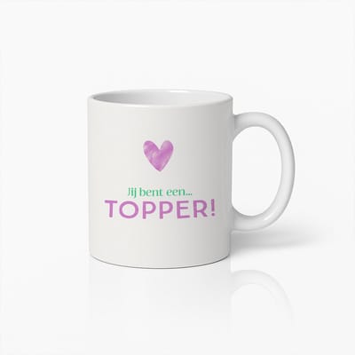 Jij Bent een Topper Mok 330ml – Schattige Hart Ontwerp Bedank Koffiebeker – Perfect Cadeau voor Vrienden, Leraren en Geliefden