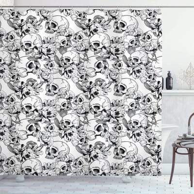 ABAKUHAUS sc_22866_de – Douchegordijn – Moderne kunst – 175×200 cm – Zwart/Wit