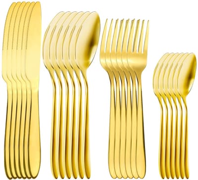 Dailygoods- Bestekset 24-delig - Roestvrij Stalen Vorken/Messen/Eetlepels/Theelepels - Voor 6 Personen - Vaatwasmachinebestendig - Spiegelgepolijst