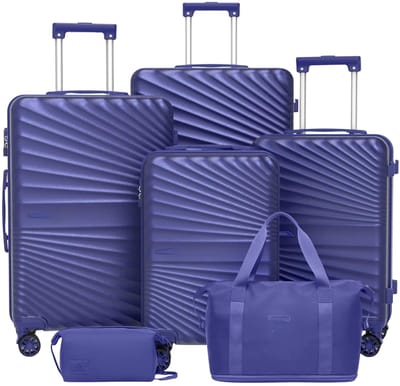 Reiskofferset – Voor reizen en vakantie – 6-delig, lichtgewicht, duurzame koffer met TSA-slot en spinnerwielen – Donkerblauw
