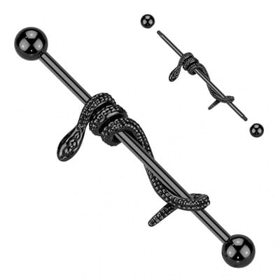 Industrial piercing PVD kronkel slang - zwart - LMPiercings