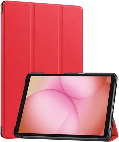 Hoes - Geschikt voor Samsung Galaxy Tab A11 - Dun & Stevig - Trifold Bookcase - Hard Cover - Hardcover Book Case - Tablet Hoesje - Rood