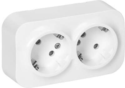 2-Voudig Opbouw Stopcontact met Glanzende Afwerking - Veilig en Betrouwbaar 16A/230VAC IP20