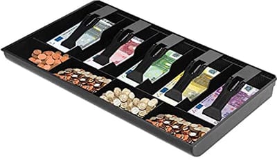 Kassalade met 5 roosters en 4 muntdozen - 16 inch zwart voor contant geld