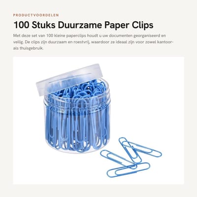 Dailygoods- Paperclips 100 Stuks - Gekleurde Paperclips - Roestvrij Staal - Kantoor Benodigdheden - Organiseren - 50mm Grootte - Kantoorbenodigdheden