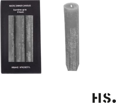 Home Society - Dinerkaars - 14cm - Doosje van 6 - Rustic Dinner Candles Grey