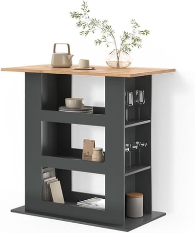 Bartafel - Eettafel Hout - Koken en Borrelen - Stijlvol Design - 110 x 65 cm - Eiken Goud Antraciet