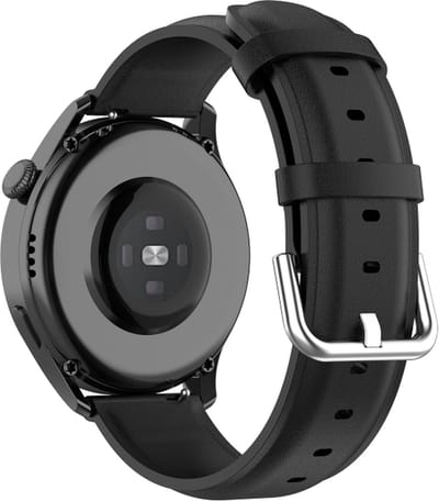 Leren bandje - geschikt voor Garmin Vivoactive 4 / Venu 3 / Venu 2 / Forerunner 255 / Forerunner 265 / 570 (47mm) - zwart