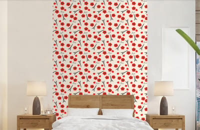 Behang - Fotobehang Patronen - Parijs - Eiffeltoren - Bloemen - Breedte 140 cm x hoogte 220 cm
