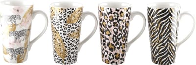 Luxe Mokken Set – Dierenprint – Set van 4 – Trendy en Stijlvol Design