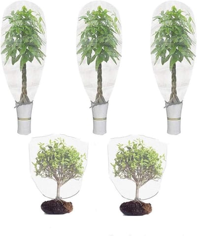 Allecto Plus - Insecten vogelbarrière gaas met trekkoord - 5 stuks - fruitbeschermingszak - tuininsectengaas - plantenhoes voor planten - bescherming tegen insecten en vogels - groente - bloem - plant - vogel eten.