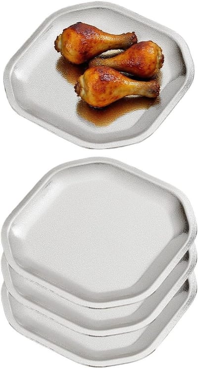 Platte Borden - Kleine Dinerborden - Voorgerecht Serveren - Set van 4 - 15x15cm - Zilver