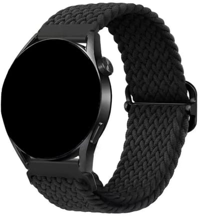 Innerlight® Smartwatchbandje 20mm Nylon - Zwart - Nylon Horlogebandje geschikt voor Samsung Galaxy Watch 7 / 6 / 5 / Pro / 4 / 3 / Active 2 - Polar Ignite / Unite – Huawei
