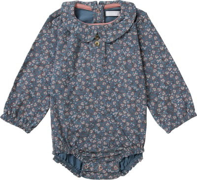 Noppies Girls bloomersuit Vesta long sleeve allover print Romper Meisjes Rompertje - Stormy weather - Maat 62