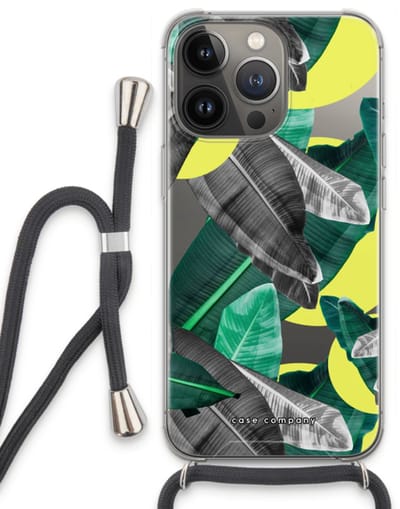 Case Company® - Hoesje met koord geschikt voor iPhone 13 Pro hoesje met Koord - Fantasie jungle - Telefoonhoesje met Zwart Koord - Bescherming aan alle Kanten en Over de Schermrand