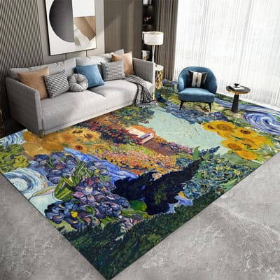 V-Vincent Van Gogh Impressionistische Kunst Vloerkleed Kinderkamer Slaapkamer Woondecoratie Balkon Antislip Deurmat Woonkamer Hotel 120*160cm