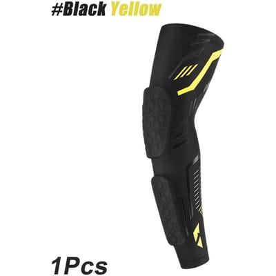 1 Pièce Manches de Bras Rembourrées de Sport Protège-Coude à Compression pour Basketball Football Volleyball Soccer Entraînement en Salle de Sport XL