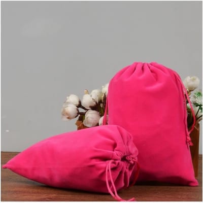 Fluwelen zakjes 7 x 9 cm - sieraden, snoep, cadeau - trekkoord - stof - bruiloft, Kerst, verjaardag, feest - rozerood