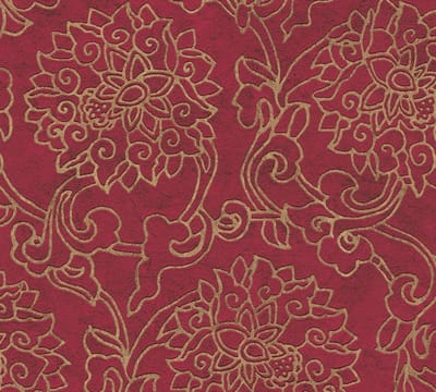 BLOEM ORNAMENTEN BEHANG | Chique - rood brons/goud - A.S. Création Asian Fusion