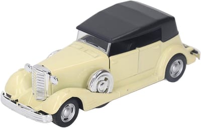 Vintage Trekauto Speelgoed voor Thuisdecoratie - Retro Klassiek Auto Model voor Bureau Decoratie (Beige)