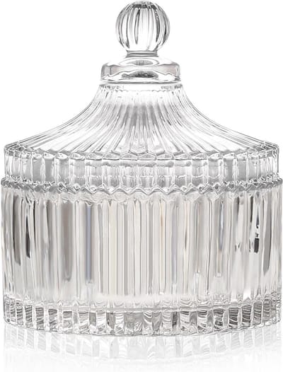 Sieraden Organizer van Glas met Deksel voor Aesthetische Kamerdecoratie en Decoratieve Accessoires voor Thuis, Perfect als Cadeau voor Vrouwen en voor Bruiloften en Kerstmis