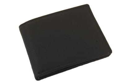 OI zwarte lederen portemonnee dun / platte heren billfold klep omhoog / platte herenbeurs met groot zichtvenster / Anti skim / zwart leer / 113