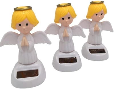 Allecto - Solar Bobble Heads - Schuddende Engel - Leuk voor in de auto - Decoratieve Figuren - 3 Stuks - Perfect voor dashboard decoratie