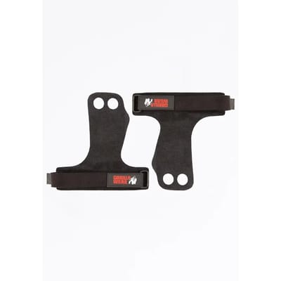 Gorilla Wear 2-Hole Leren Lifting Grips - Zwart - S