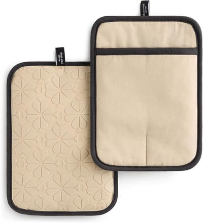 Pannenlap Set - Keuken Accessoires - Veilig Koken - Antislip Siliconen Grip - 2 stuks 17x25 cm - Beige/Zwart