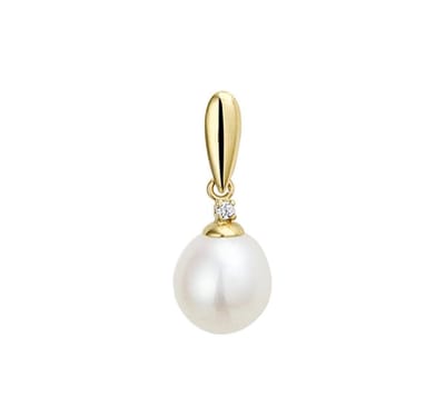 Marie Celeste hanger parel en zirkonia 14 x 8,5 mm - Goud