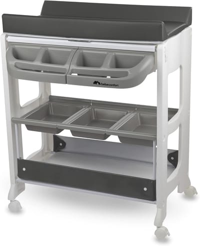 2-in-1 Baby Bad en Verschoontafel met Wielen en Opbergruimte